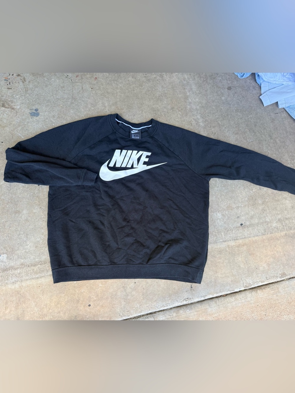 Nike Mens Black Crewneck Sweatshirt with White Swoosh